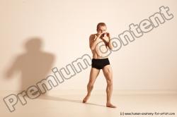 Underwear Martial art Man White Moving poses Slim Short Blond Dynamic poses Academic